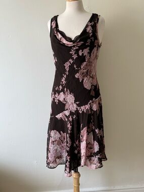 Connected Apparel Brown & Pinn Floral Slip 2 Layer Dress – Soft Grunge Romantic